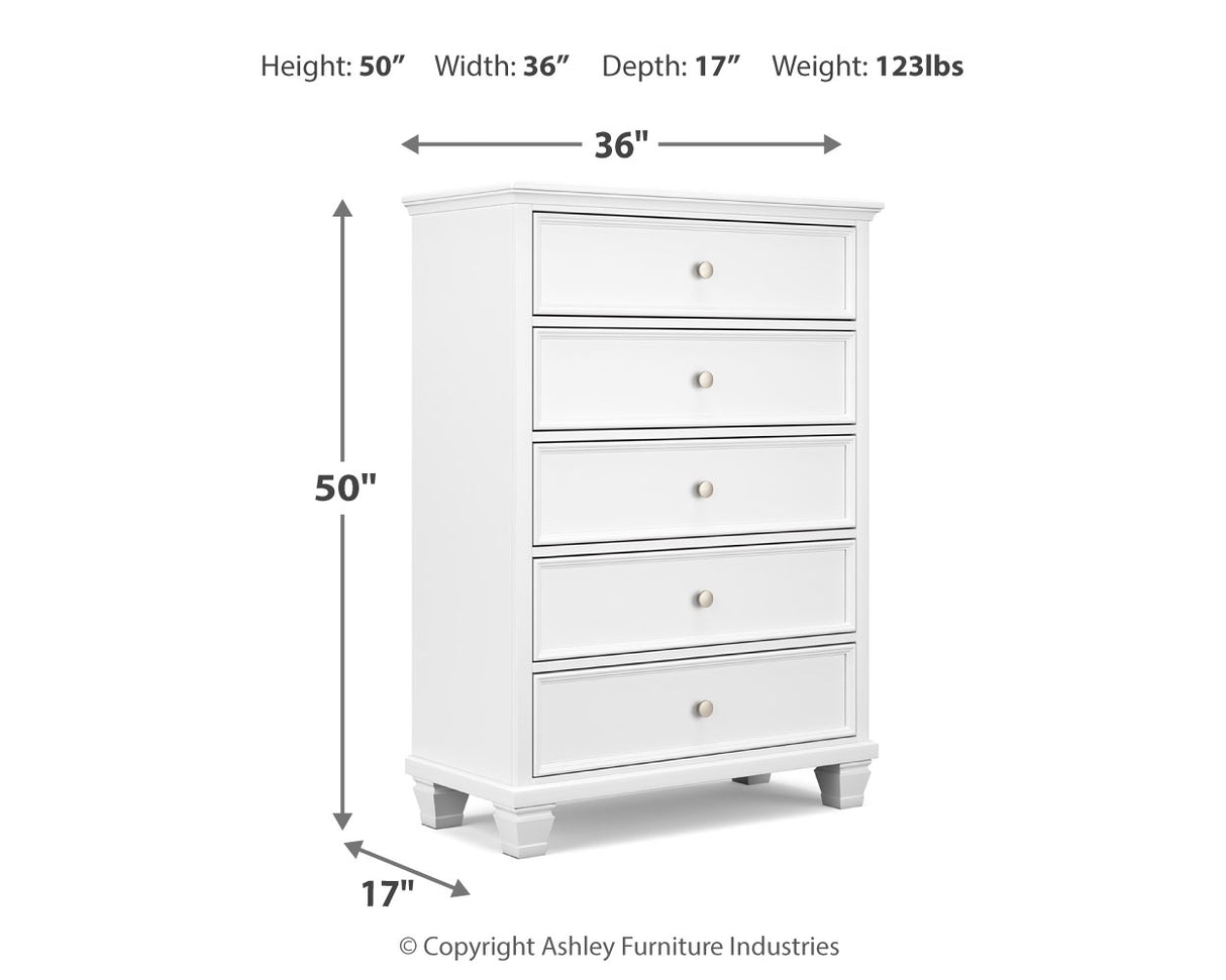 Fortman Twin Panel Storage Bed with Dresser and Chest in White from Ashley Furniture - Luna Furniture
