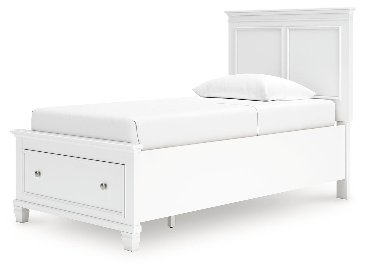 Fortman Twin Panel Storage Bed with Dresser and Nightstand in White from Ashley Furniture - Luna Furniture