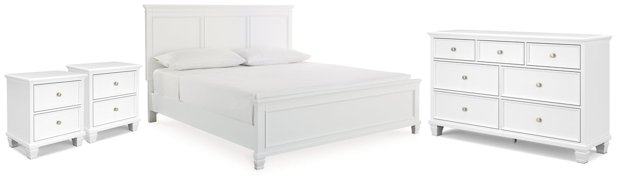 Fortman White King Panel Bed, Dresser and 2 Nightstands from Ashley - Luna Furniture
