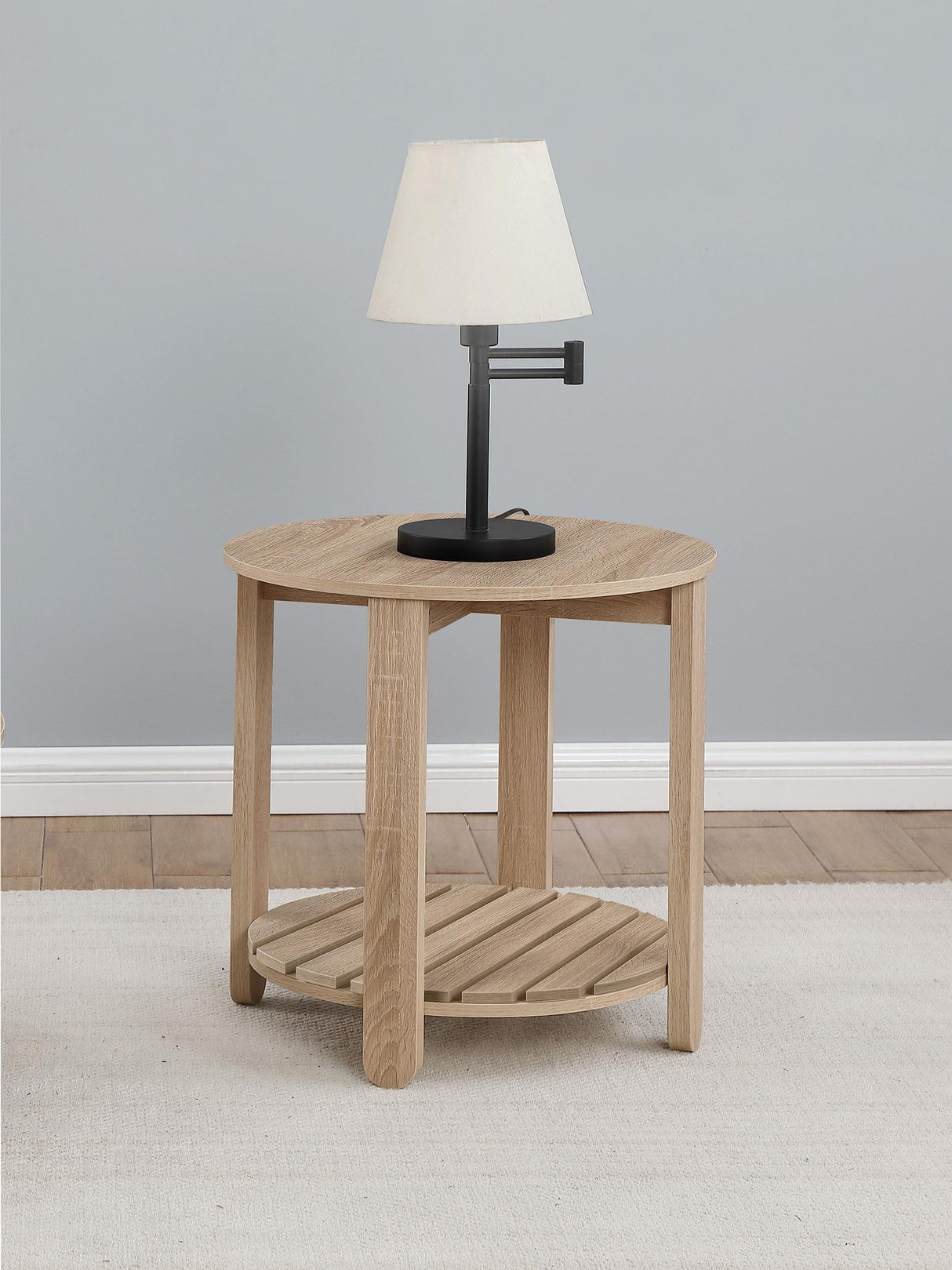 Fowler Natural 1-Shelf Round Engineered Wood Side End Table from Coaster - Luna Furniture