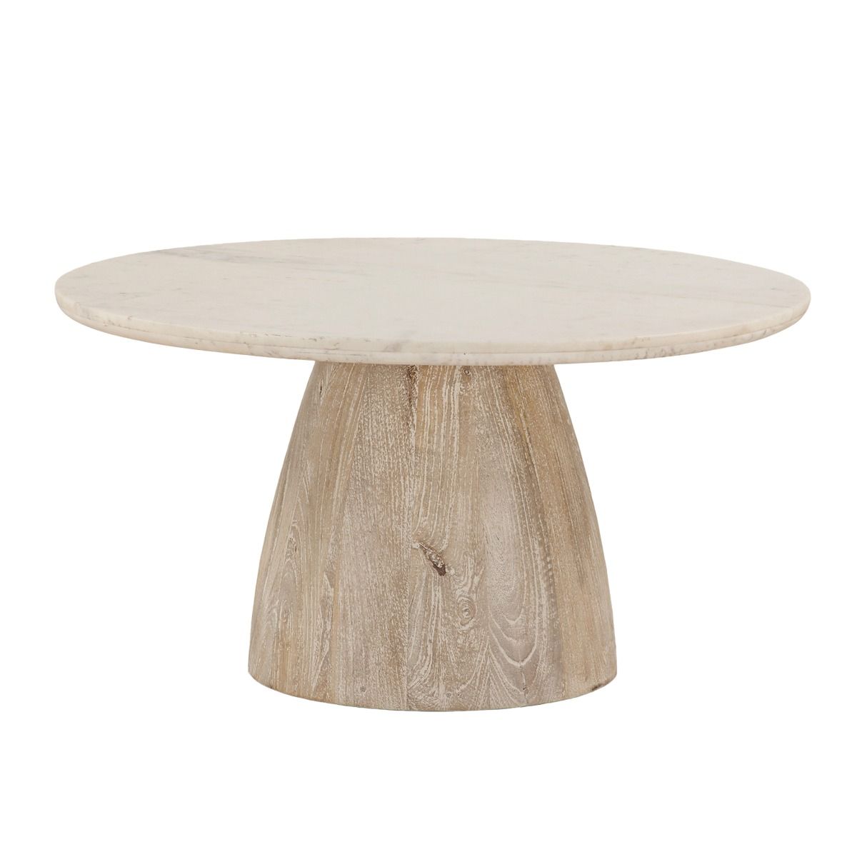 Palm Springs 36" Coffee Table with White Marble and Whitewash Modern Base from Home Trends & Design - Luna Furniture