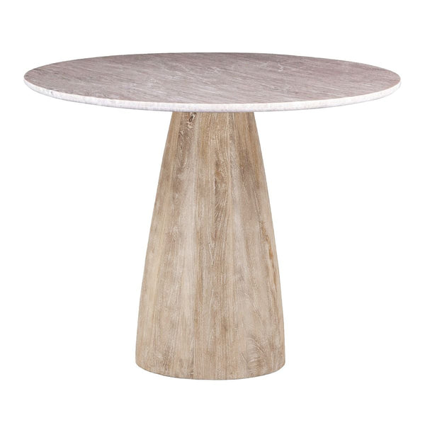 Palm Springs 48" Gathering Table with Brown Lajaria Marble and Whitewash Modern Base