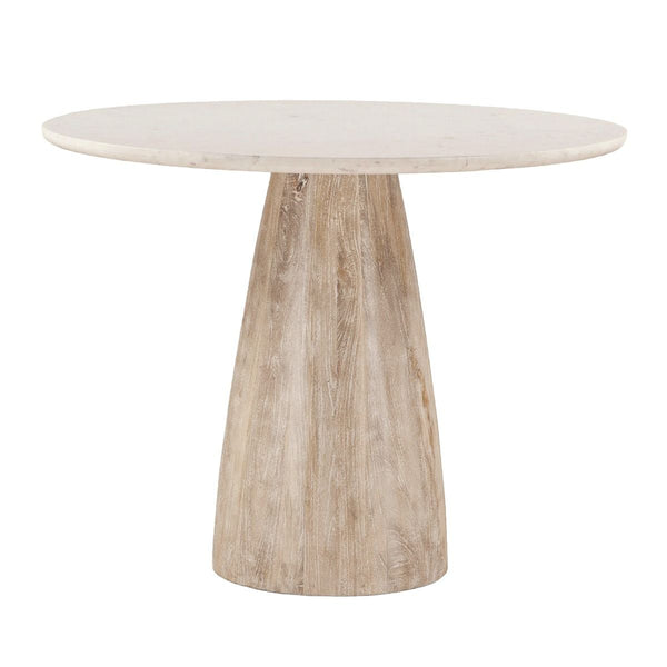 Palm Springs 48" Gathering Table with White Marble and Whitewash Modern Base