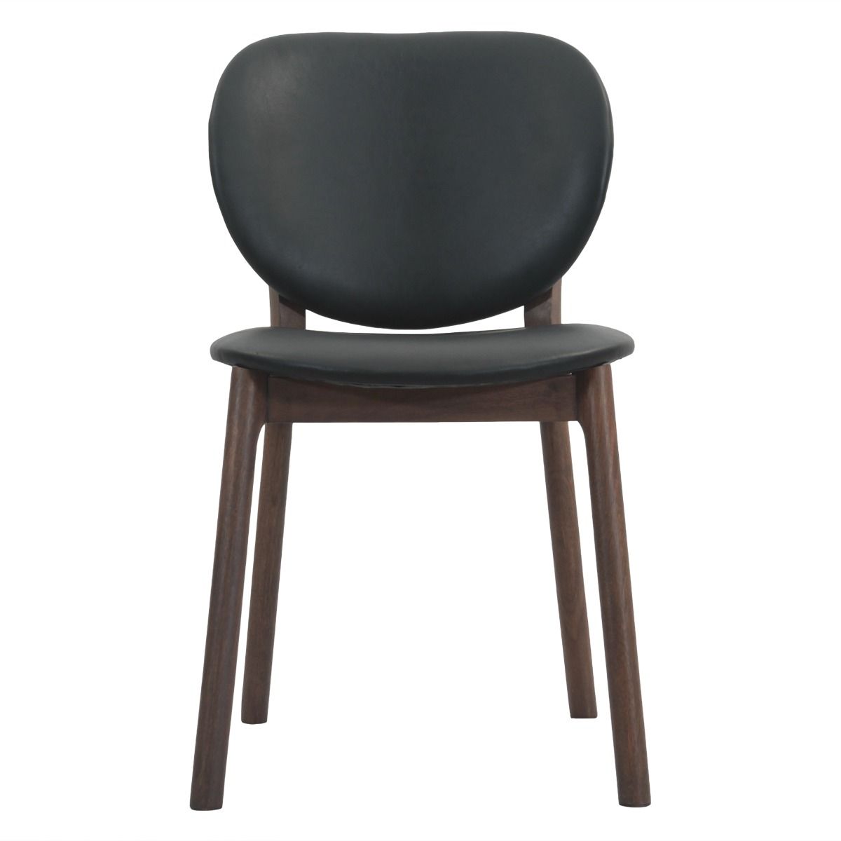 Piper 18" Round Back Dining Chair in Black Leather and Wood, Set of 2 from Home Trends & Design - Luna Furniture