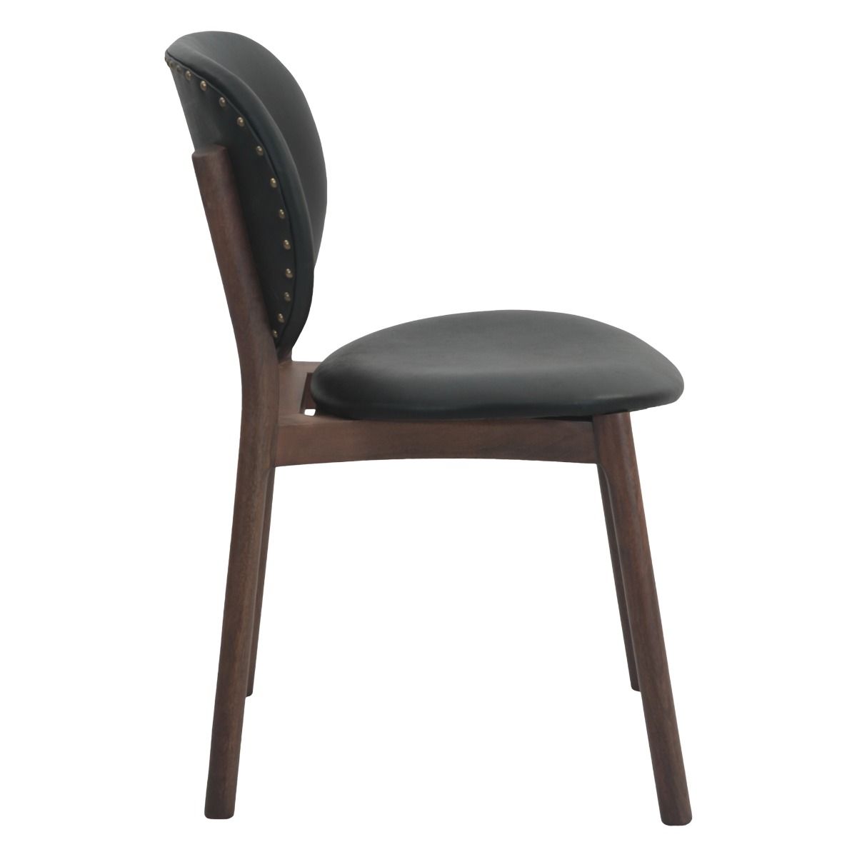 Piper 18" Round Back Dining Chair in Black Leather and Wood, Set of 2 from Home Trends & Design - Luna Furniture