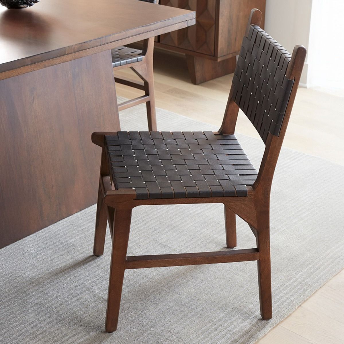 Palermo 18" Dining Chair with Black Leather in Matte Brown, Set of 2 from Home Trends & Design - Luna Furniture