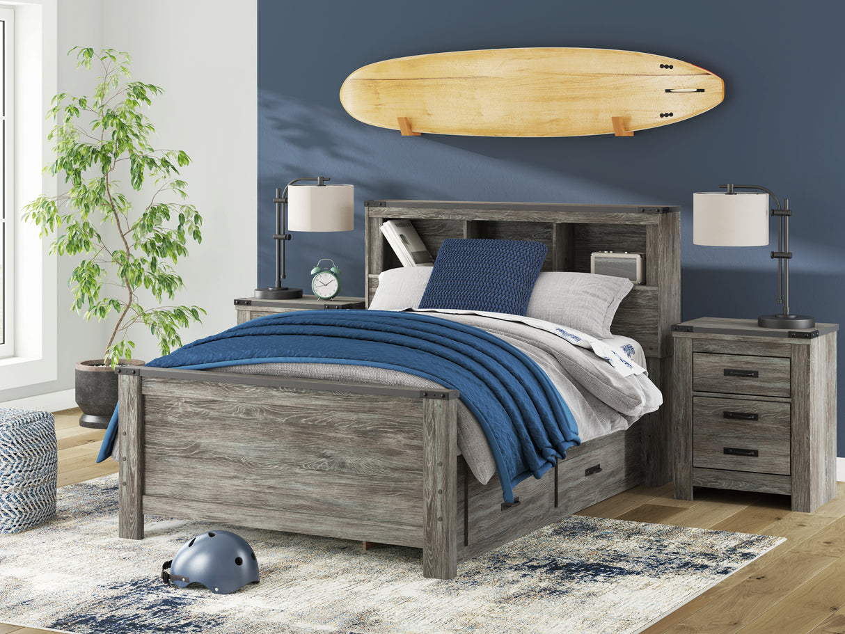 Frandern Full Bookcase Panel Bed with Storage, Dresser, Mirror and Chest from Ashley - Luna Furniture