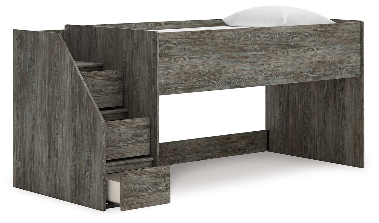 Frandern Gray Twin Loft Bed from Ashley - Luna Furniture