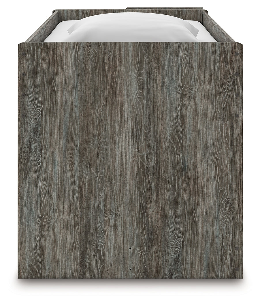 Frandern Gray Twin Loft Bed with Bookcase and Drawer Storage from Ashley - Luna Furniture