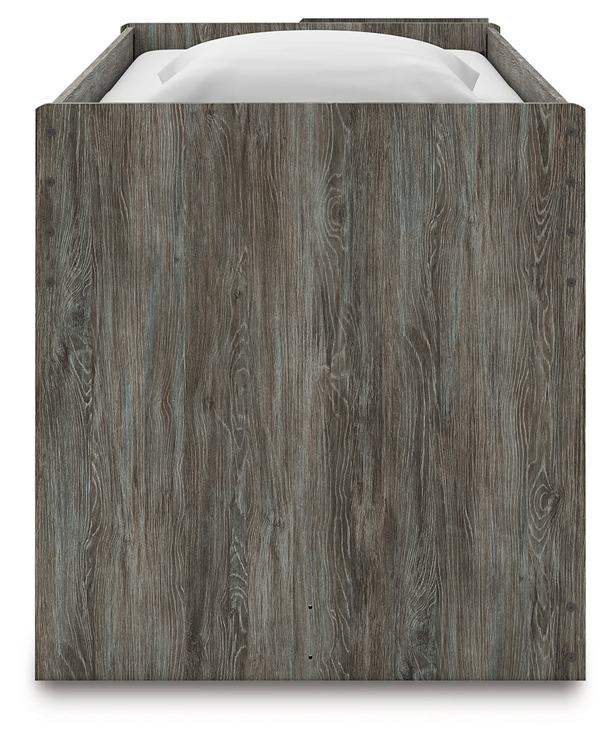 Frandern Gray Twin Loft Bed with Bookcase Storage from Ashley - Luna Furniture