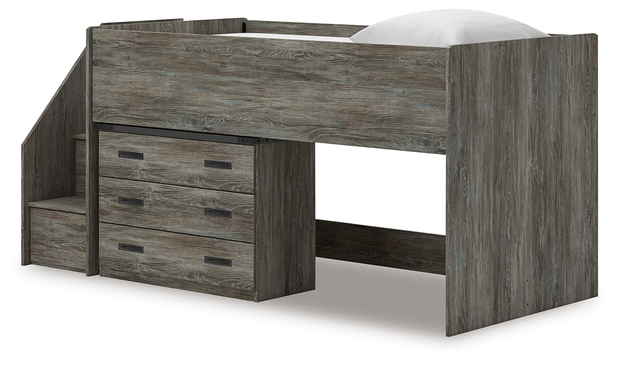 Frandern Gray Twin Loft Bed with Drawer Storage from Ashley - Luna Furniture