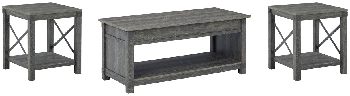Freedan Coffee Table with 2 End Tables in Grayish Brown from Ashley Furniture - Luna Furniture