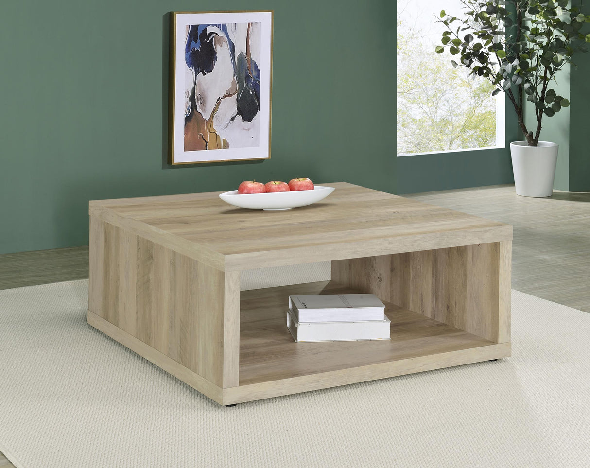 Frisco Distressed Pine Square Engineered Wood Coffee Table from Coaster - Luna Furniture