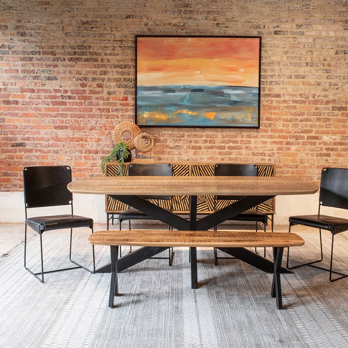 Rapallo 82" Dining Table in Natural Mango Wood and Iron from Home Trends & Design - Luna Furniture