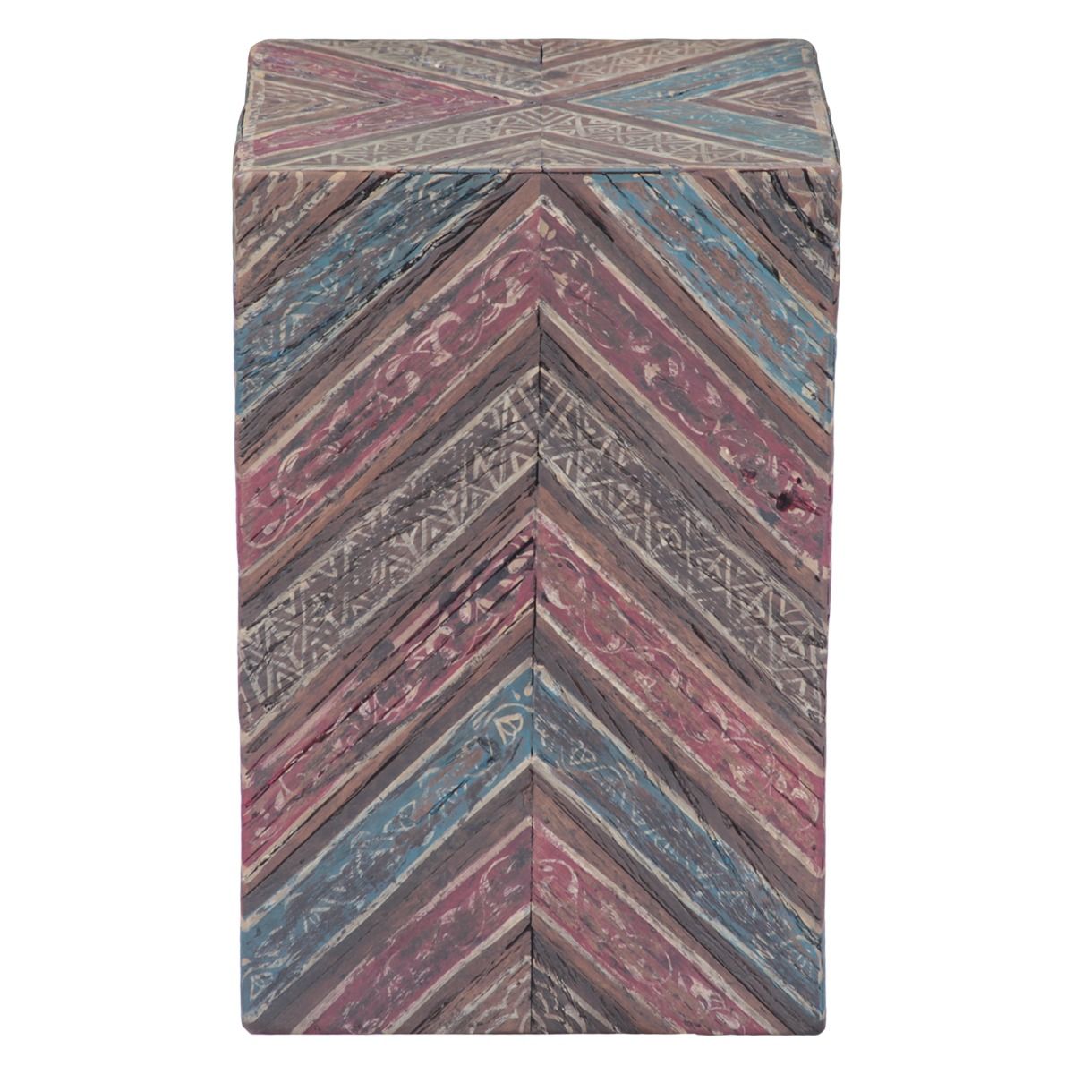 Rustic Roots 12" Hand Painted Drum Side Table from Home Trends & Design - Luna Furniture