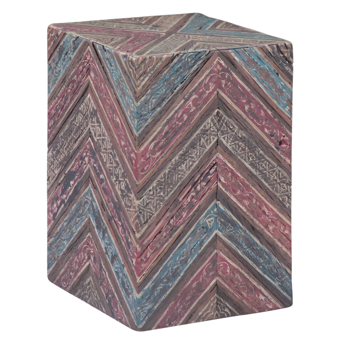 Rustic Roots 12" Hand Painted Drum Side Table from Home Trends & Design - Luna Furniture