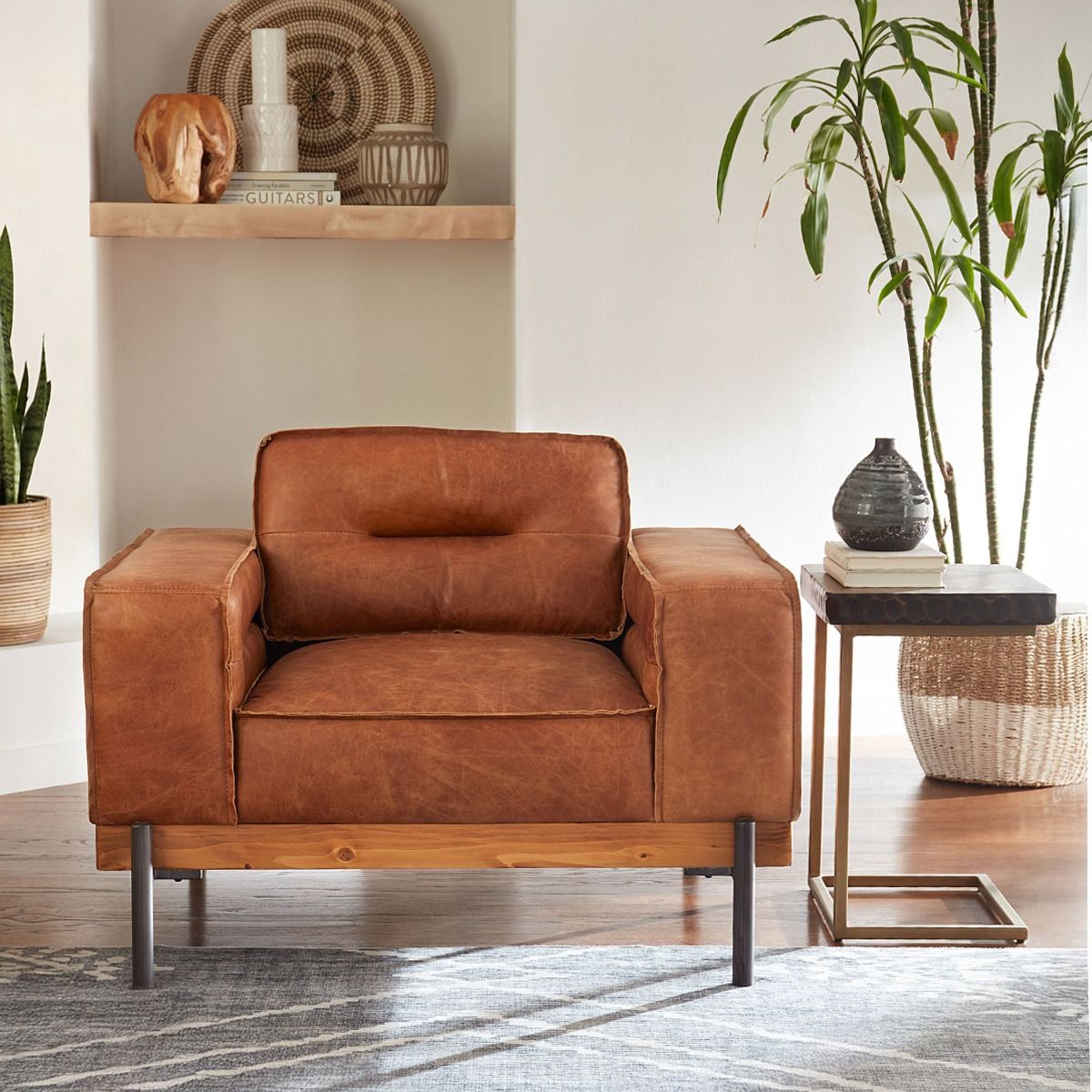 Portofino Modern 42" Accent Chair in Cocoa Brown Leather from Home Trends & Design - Luna Furniture