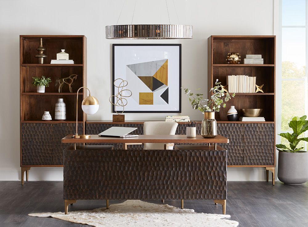 Santa Cruz 66" Office Desk in Two Tone from Home Trends & Design - Luna Furniture