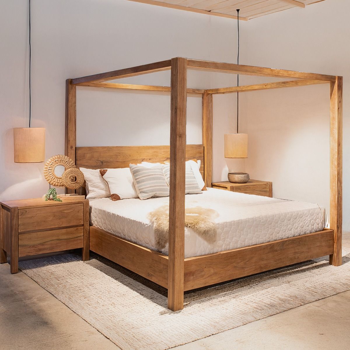 Sedona Canopy Queen Bed in Brushed Acacia from Home Trends & Design - Luna Furniture