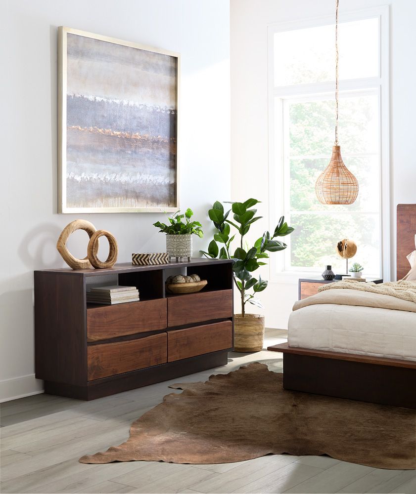 San Marino 64" Dresser in Raw Walnut and Ebony from Home Trends & Design - Luna Furniture