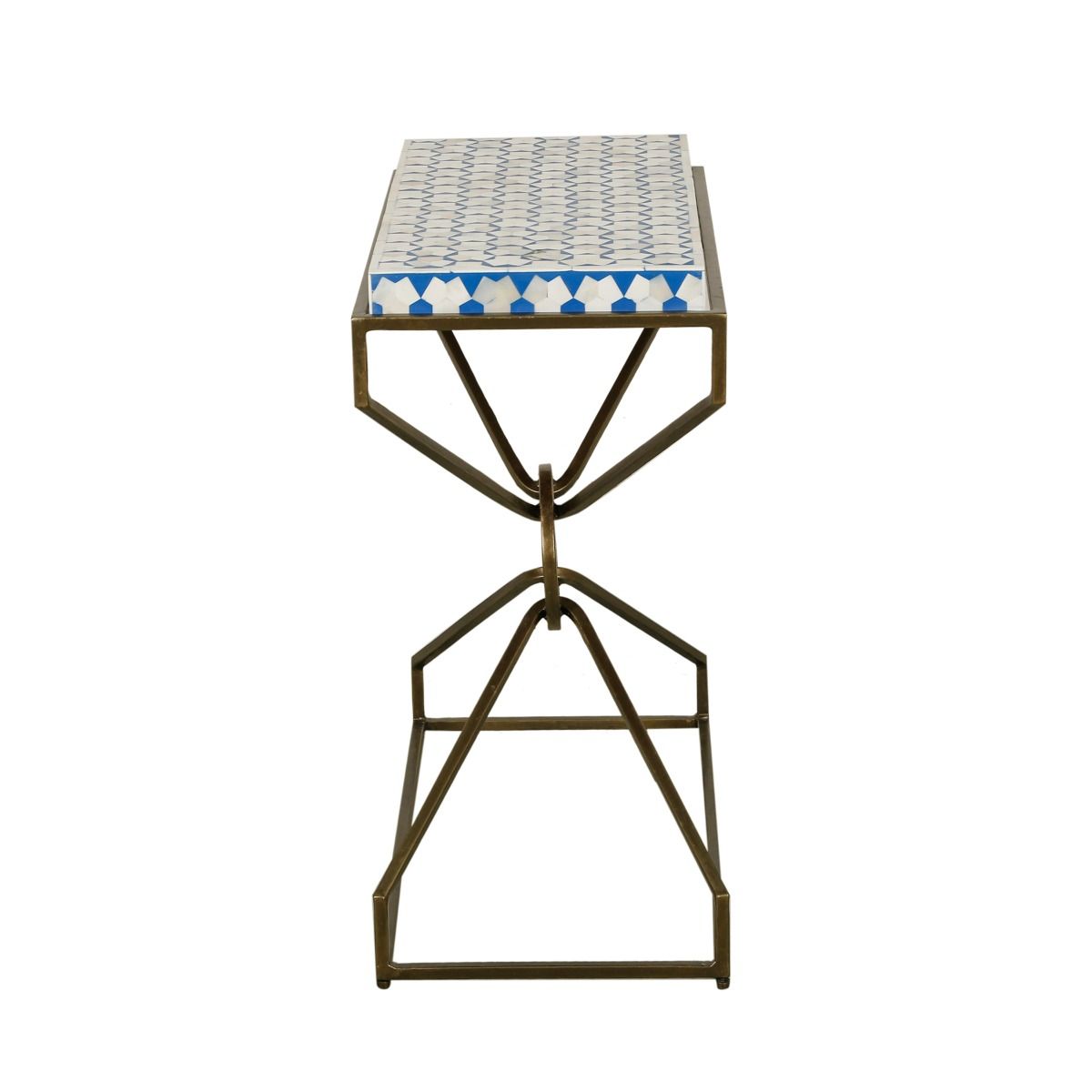 Taara 24" Side Table with Horn Inlay and Brass Base from Home Trends & Design - Luna Furniture