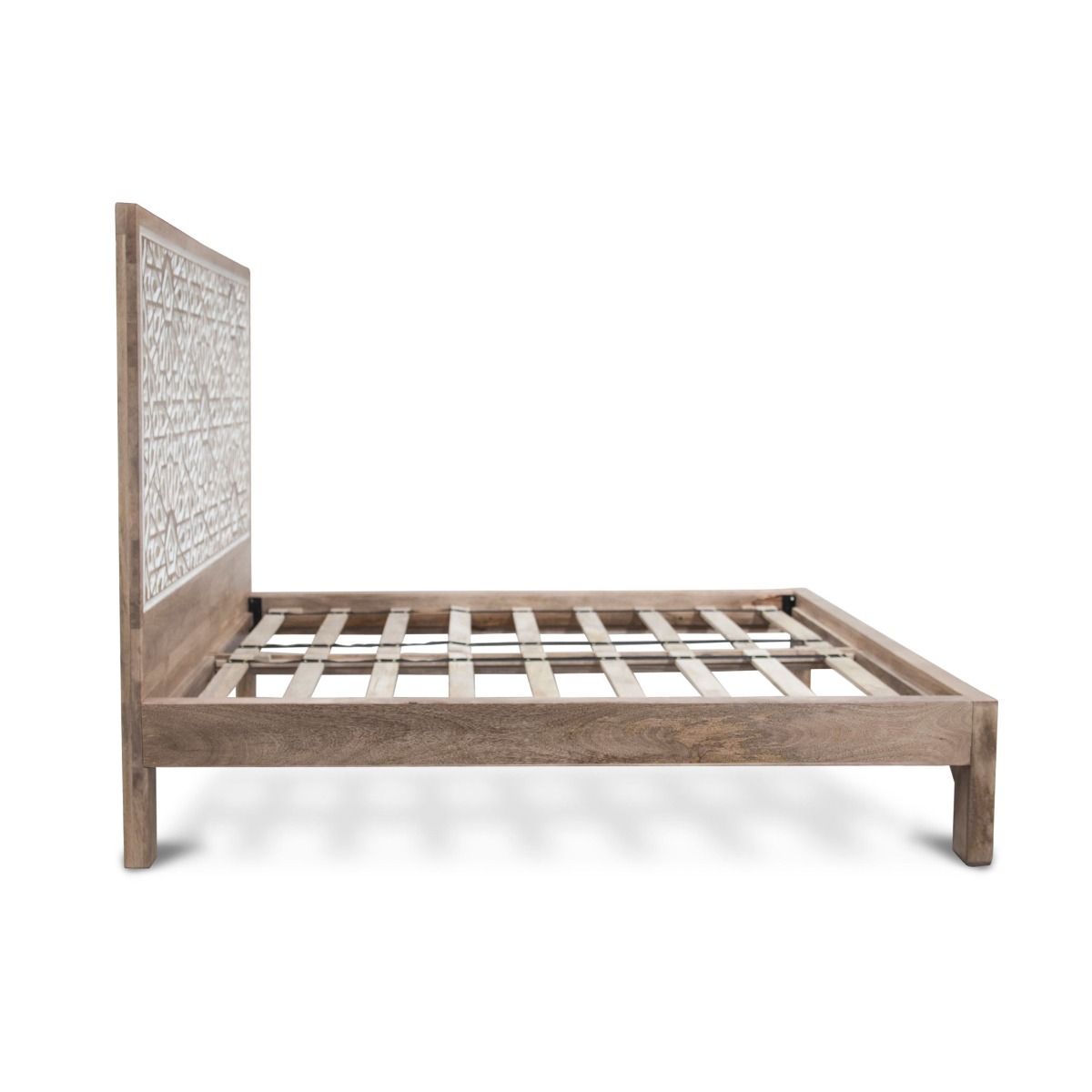 Tangiers Queen Bed in Carved Natural White from Home Trends & Design - Luna Furniture