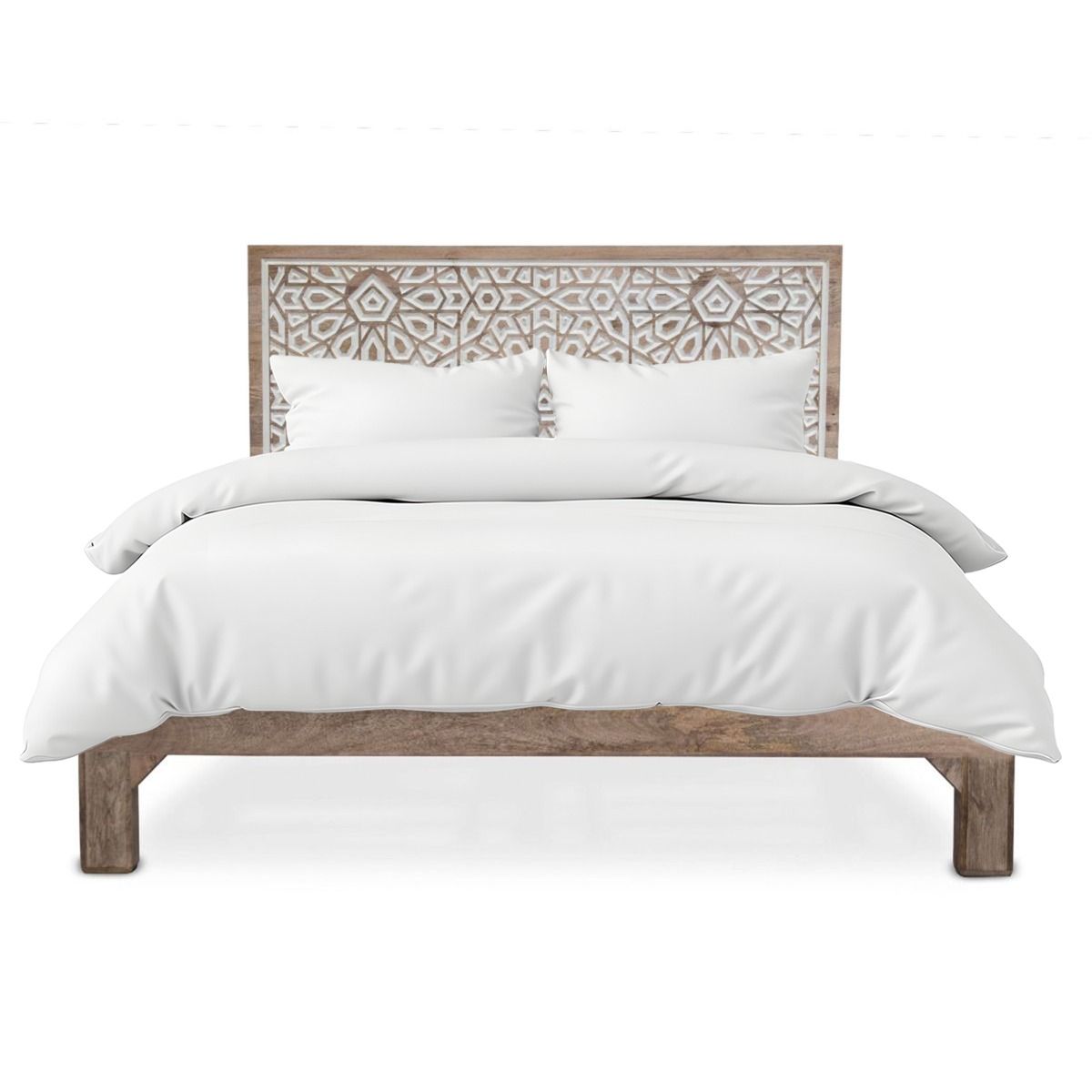 Tangiers King Bed in Carved Natural White from Home Trends & Design - Luna Furniture