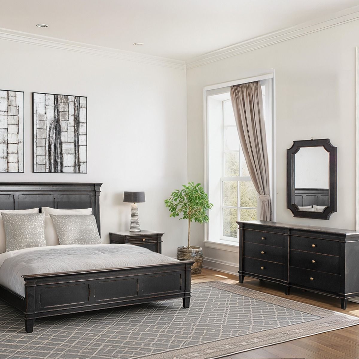 Turin 70" Dresser in Distressed Black from Home Trends & Design - Luna Furniture
