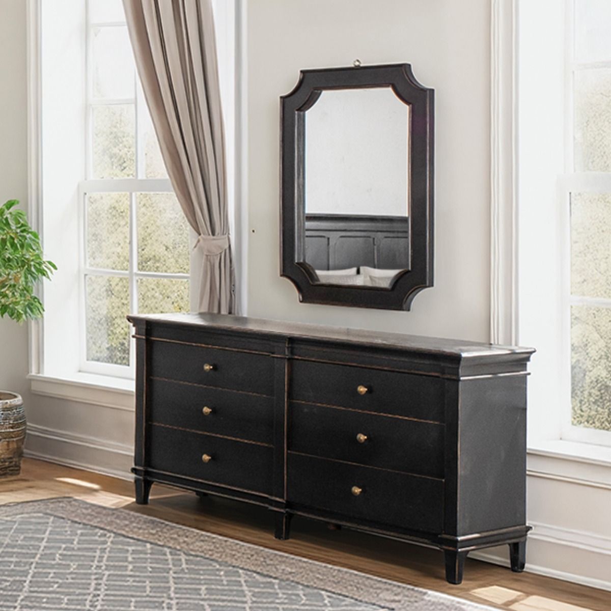 Turin 31" Mirror in Distressed Black from Home Trends & Design - Luna Furniture