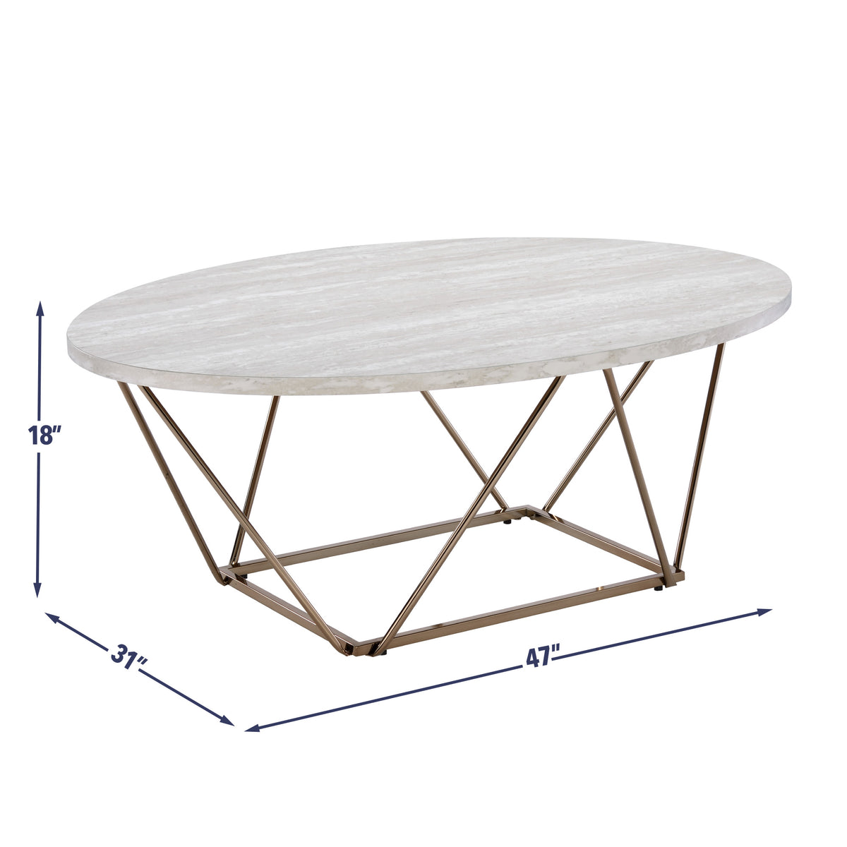 Rowyn Copper Metal Base Faux Marble Top Cocktail Table from Steve Silver - Luna Furniture