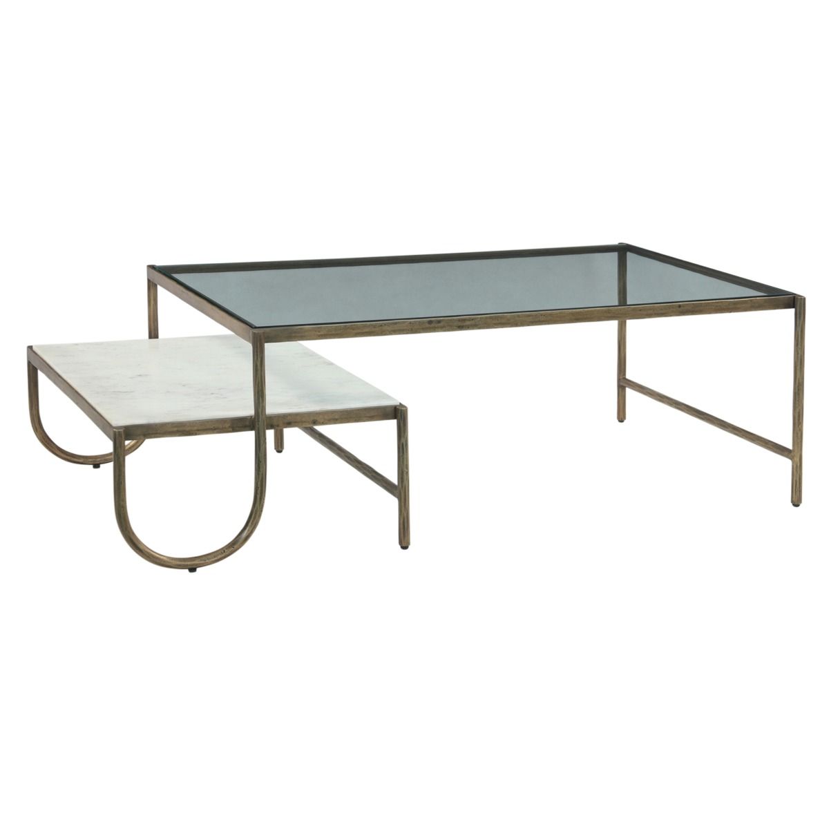 Venice 52" Nesting Coffee Table with Glass and Marble Top from Home Trends & Design - Luna Furniture