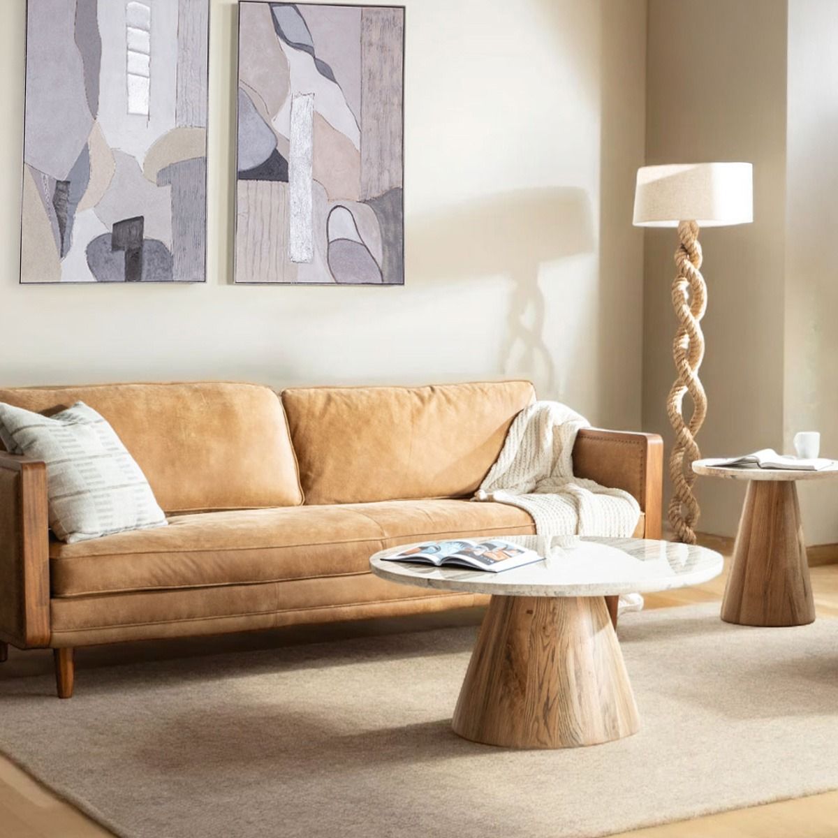 Vista 36" Coffee Table with White Travertine and Light Base from Home Trends & Design - Luna Furniture