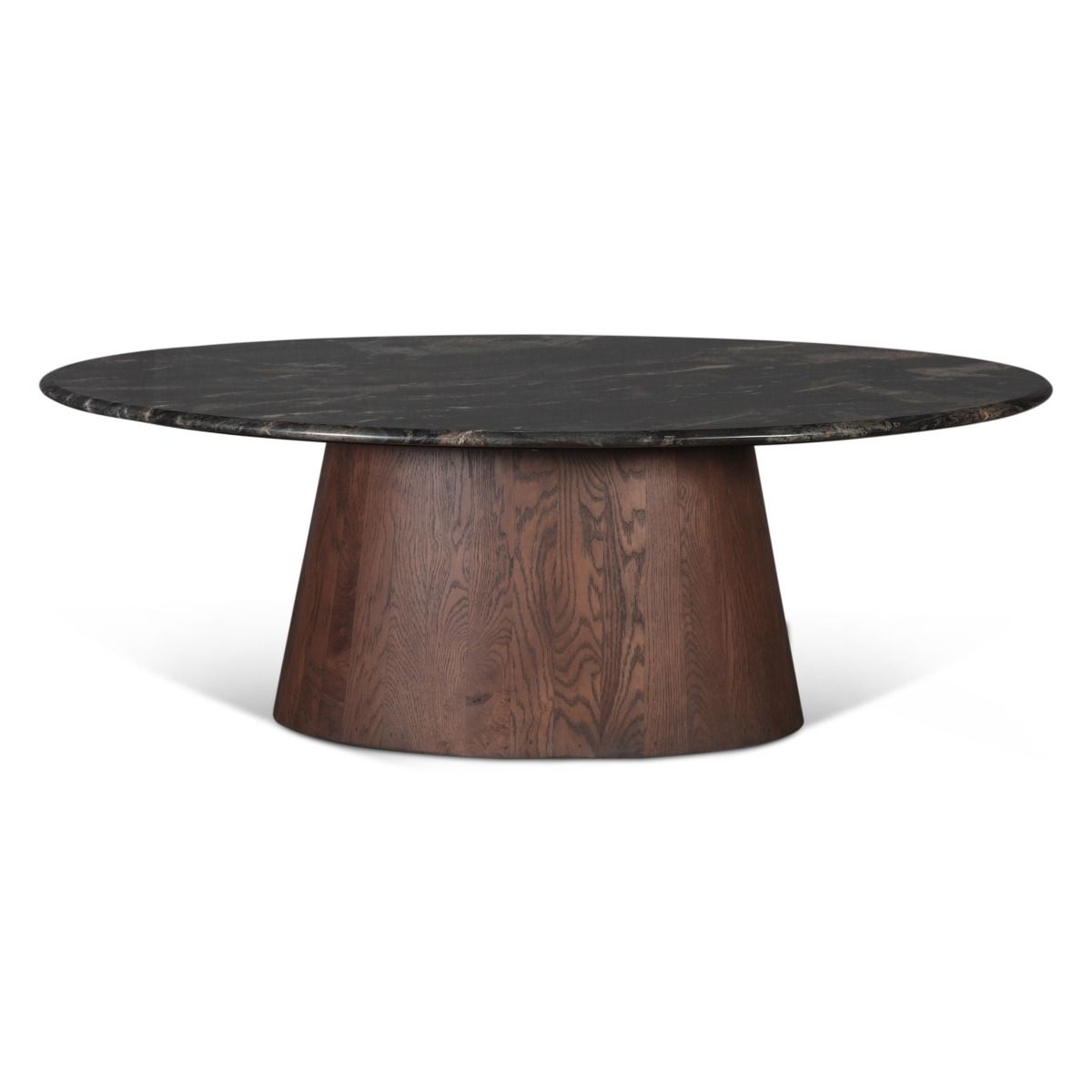 Vista 52" Oval Coffee Table in Lava Marble with Dark Mango Base, Set of 2 from Home Trends & Design - Luna Furniture