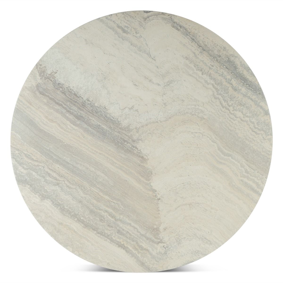 Vista 48" Round Dining Table with White Travertine and Light Base from Home Trends & Design - Luna Furniture
