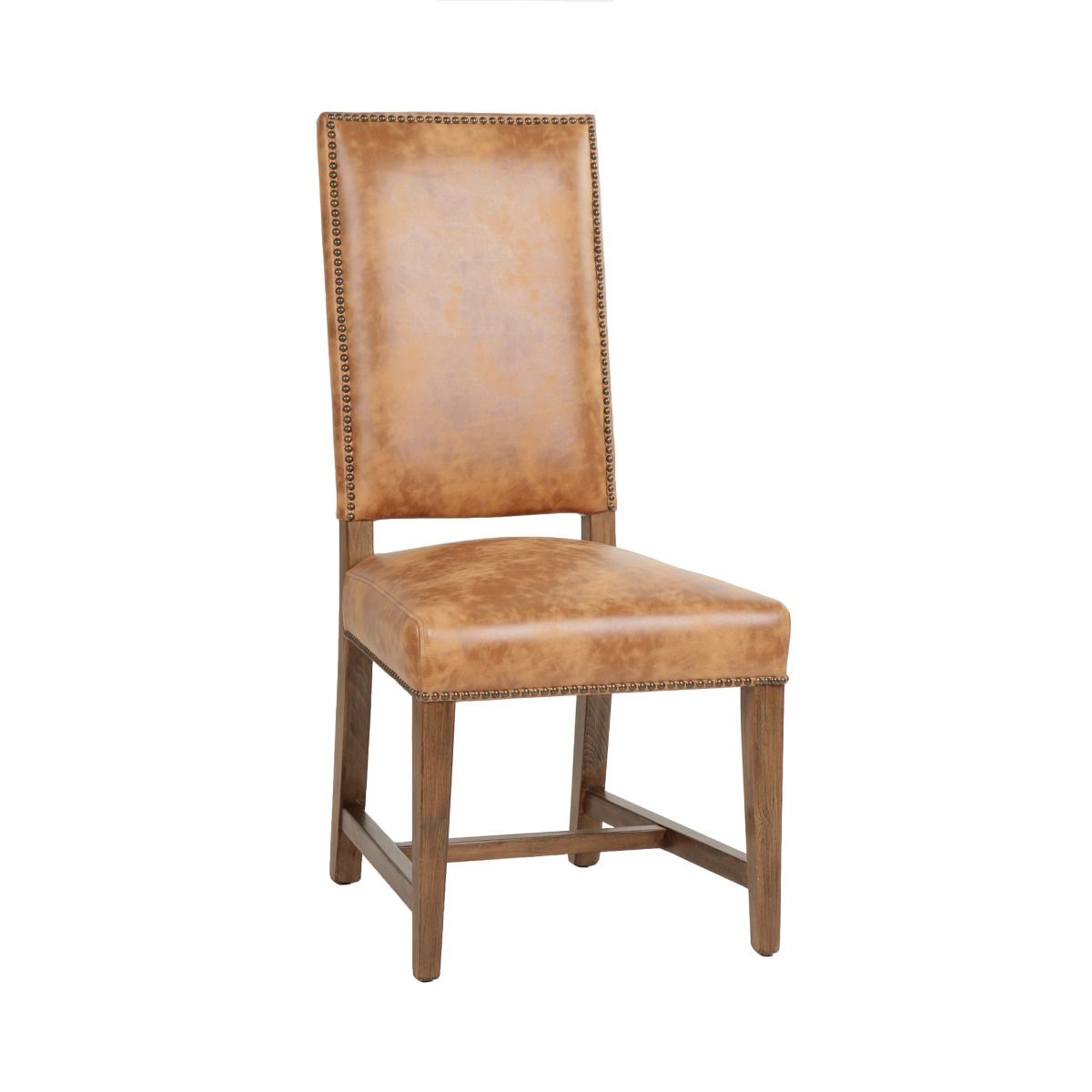 Darcy Dining Chair in Warm Brown Leather with Earth Legs, Set of 2 from Home Trends & Design - Luna Furniture