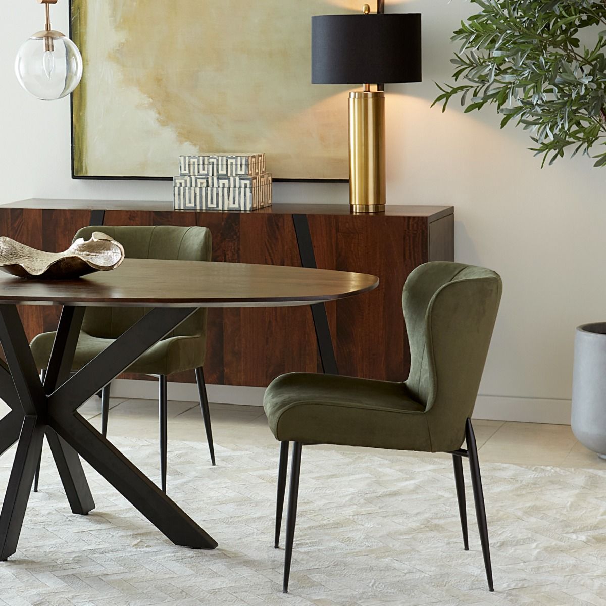 Jennifer 20" Dining Chair in Green Eco Suede from Home Trends & Design - Luna Furniture