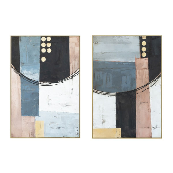 Palette Cityscape Abstractions Hand Painted Framed Diptych