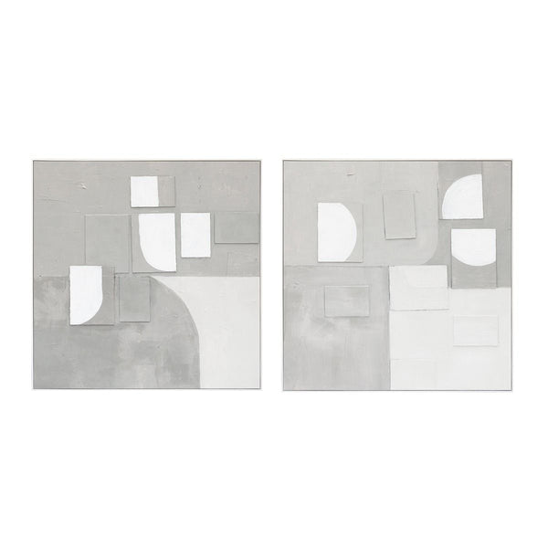 Palette Cutout Collage Hand Painted Framed Diptych
