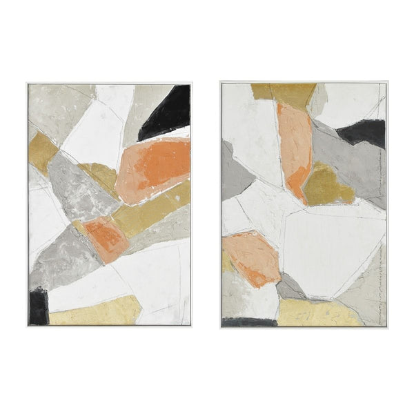 Palette Pastel Patchwork 1 Hand Painted Framed Diptych