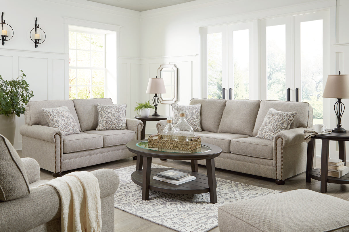 Gaelon Sofa, Loveseat, Chair and Ottoman in Dune from Ashley Furniture - Luna Furniture