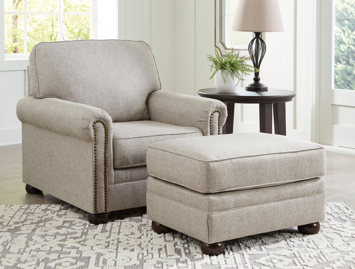Gaelon Sofa, Loveseat, Chair and Ottoman in Dune from Ashley Furniture - Luna Furniture