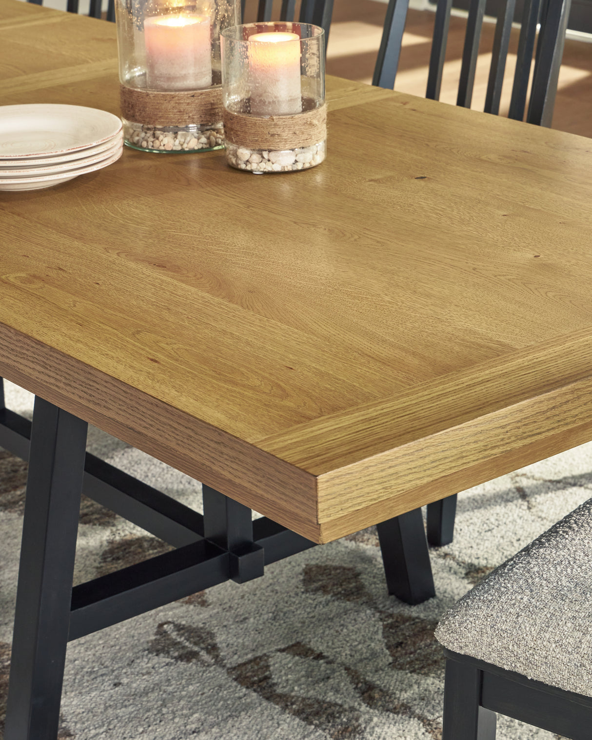 Galliden Dining Table and 4 Chairs in Black/Brown from Ashley Furniture - Luna Furniture