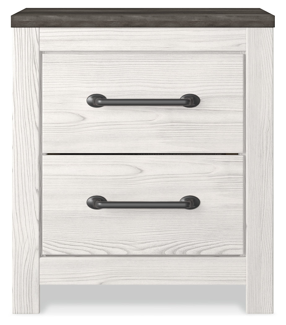 Gerridan King Panel Bed with 2 Nightstands in White/Gray from Ashley - Luna Furniture