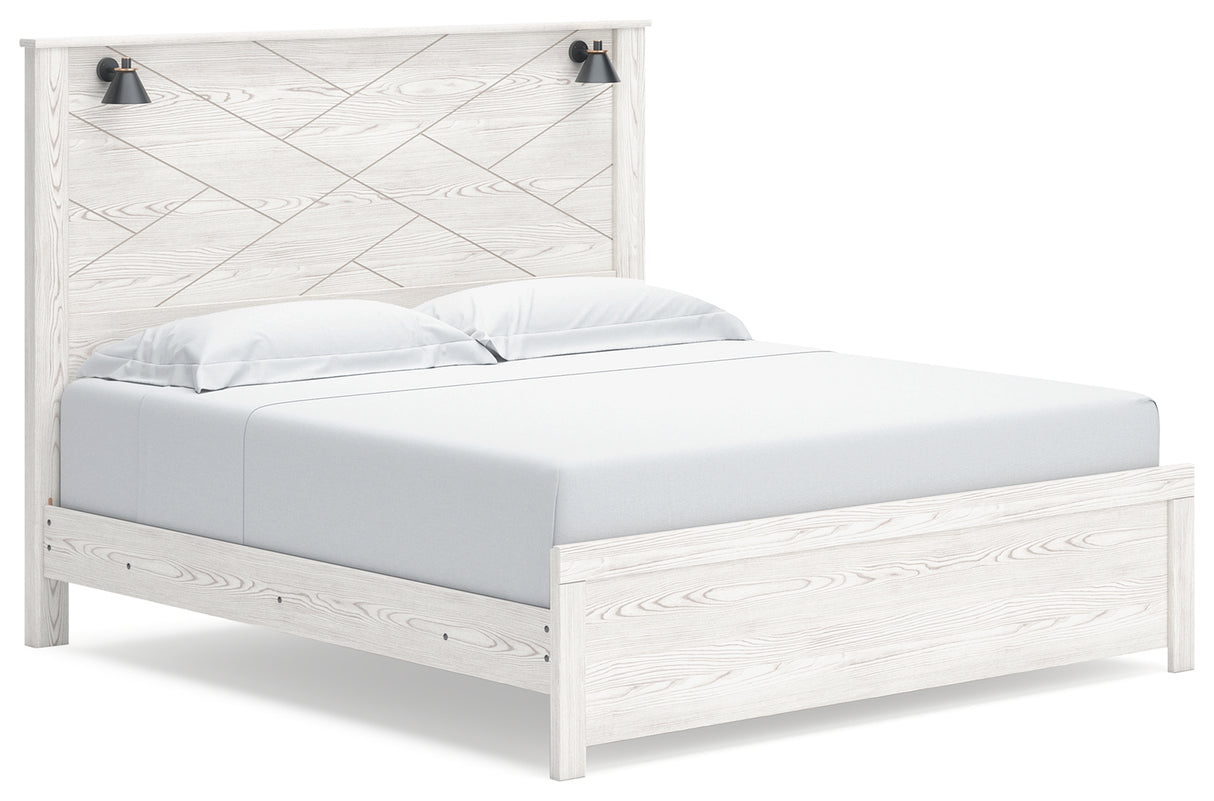 Gerridan King Panel Bed with Dresser in White/Gray from Ashley - Luna Furniture