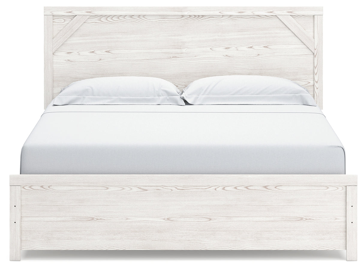 Gerridan King Panel Bed with Mirrored Dresser and 2 Nightstands in White/Gray from Ashley - Luna Furniture