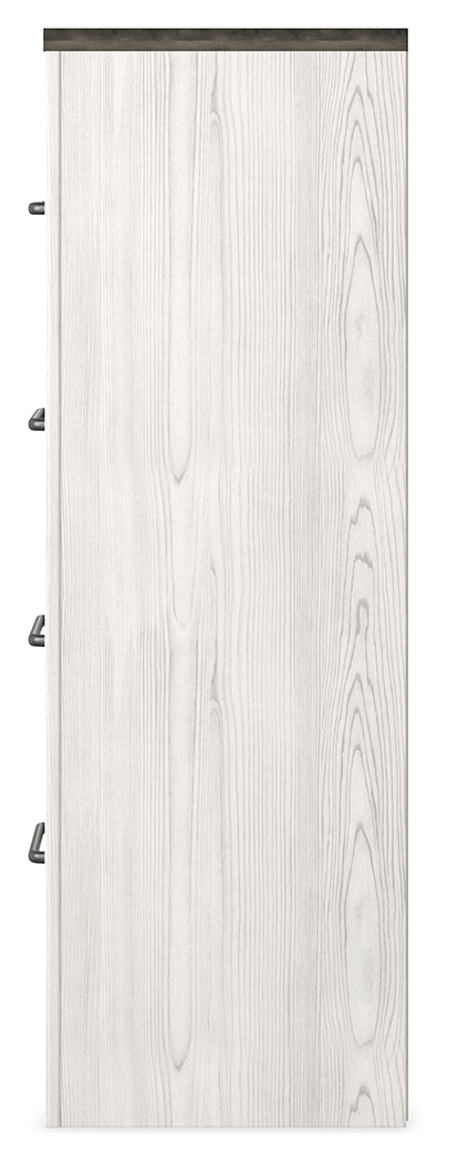 Gerridan King Panel Bed with Mirrored Dresser and Chest in White/Gray from Ashley - Luna Furniture