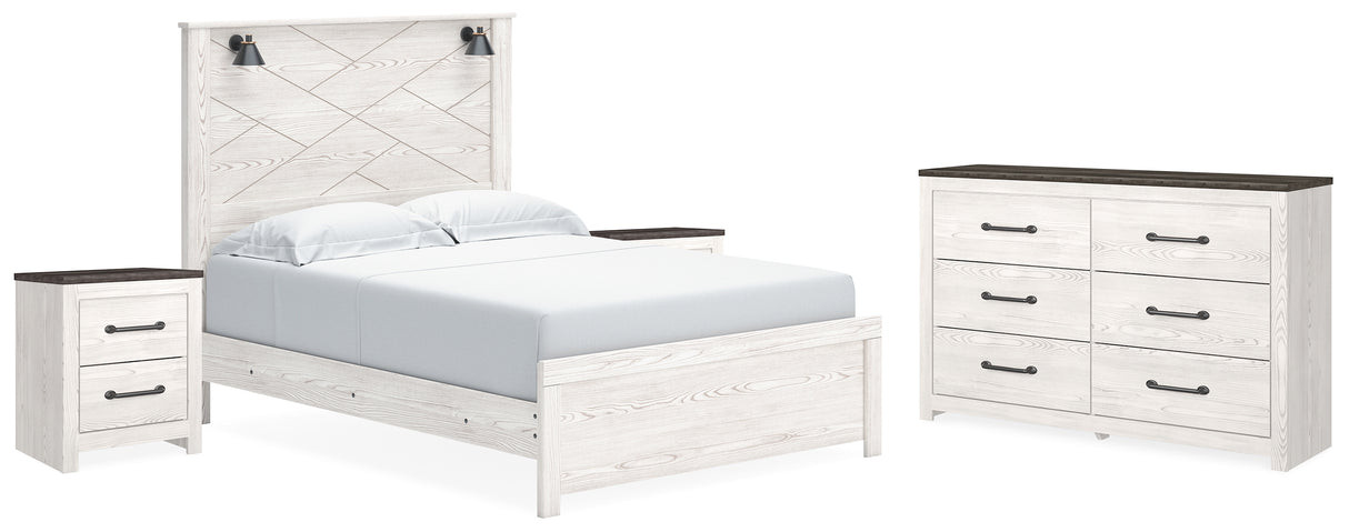 Gerridan Queen Panel Bed with Dresser and 2 Nightstands in White/Gray from Ashley - Luna Furniture
