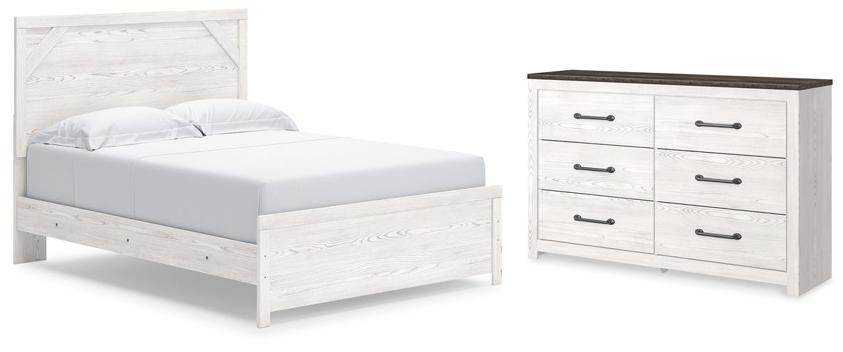 Gerridan Queen Panel Bed with Dresser in White/Gray from Ashley - Luna Furniture
