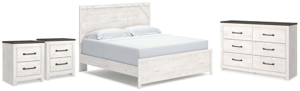 Gerridan White/Gray King Panel Bed, Dresser and 2 Nightstands from Ashley - Luna Furniture