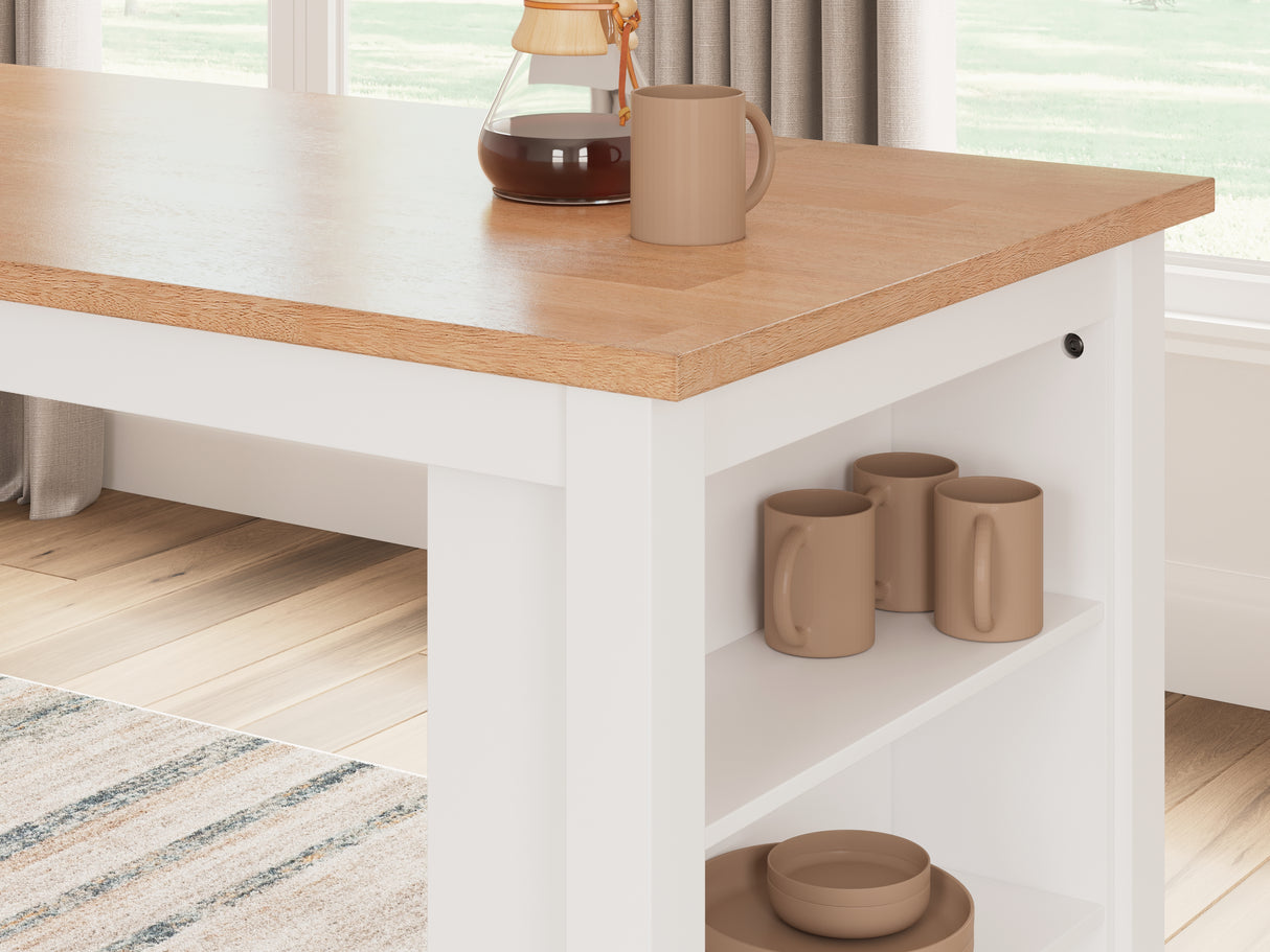 Gesthaven Natural/White Counter Height Dining Table and 2 Barstools from Ashley - Luna Furniture